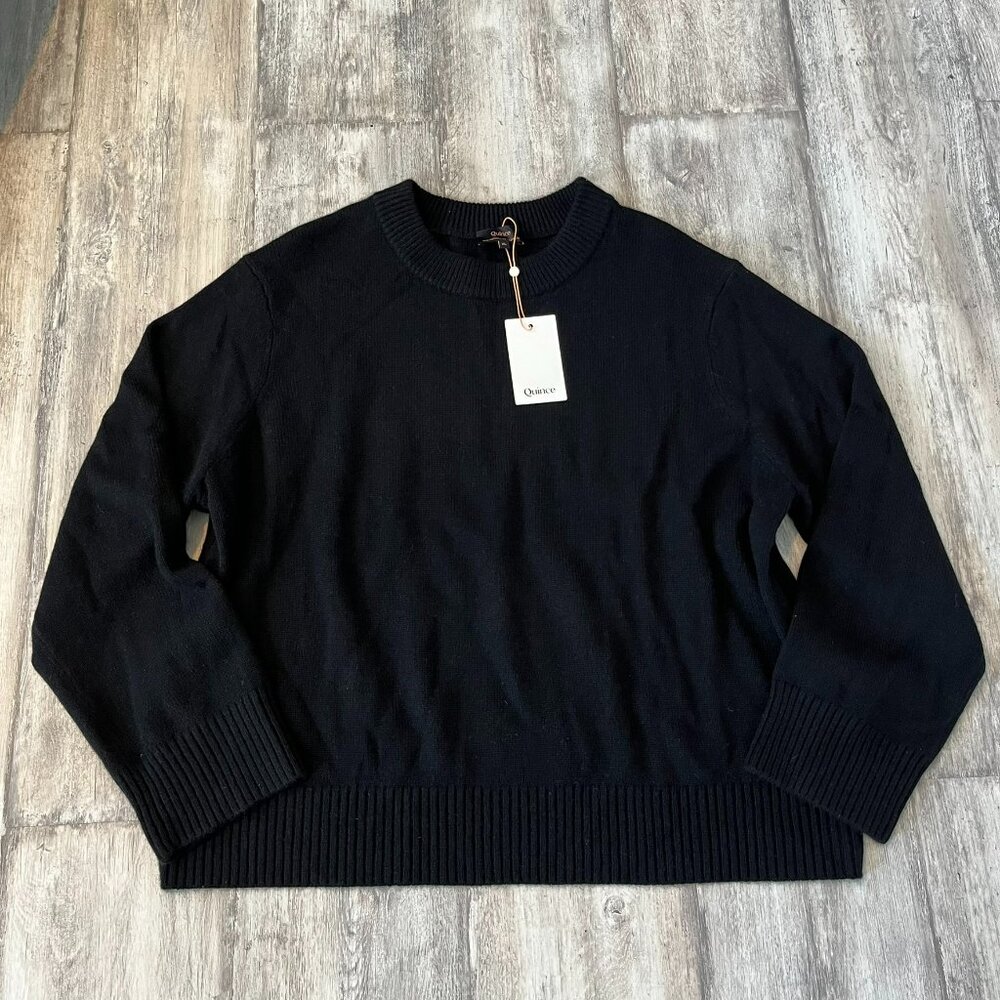 Quince Mongolian Cashmere Oversized Crewneck Sweater, Black, size XL - NWT! - Picture 3 of 13